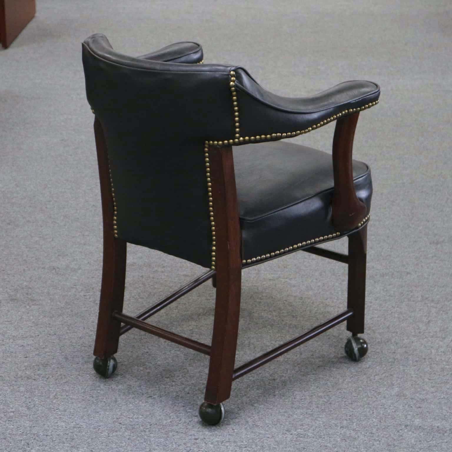 Black / Gold Studded Vintage Poker Chairs with Wheels Office