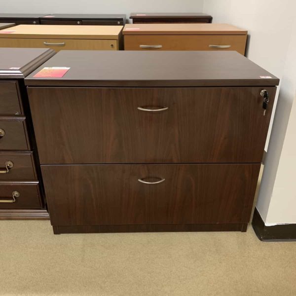 Mahogany Modern 2 Drawer Lateral File Cabinet 35.5”