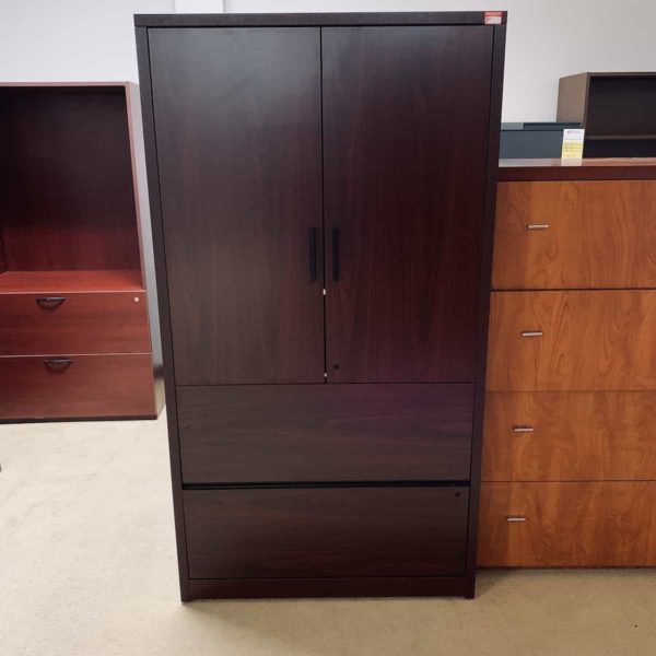Mahogany-storage-cabinet-2-lateral-file-front