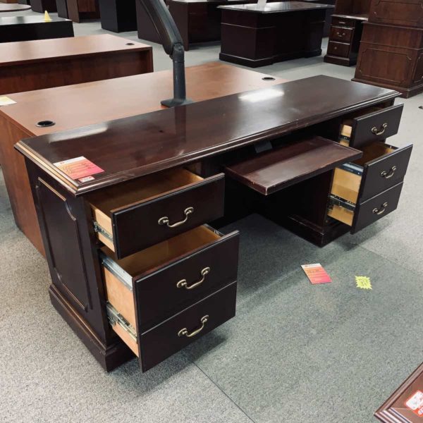 Mahogany-credenza-traditional-center-drawer-open