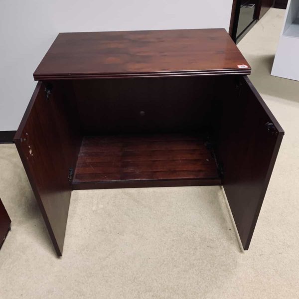 Mahogany-transitional-storage-cabinet-open