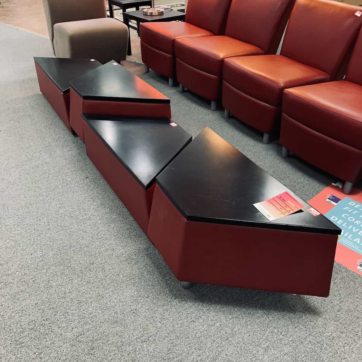 Red-trapezoid-black-modular-coffee-table-modern-side-details