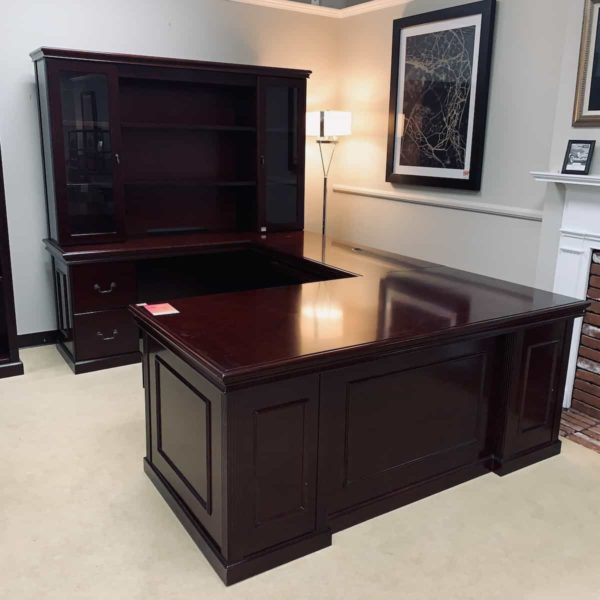 cherry-gold-u-desk-hutch-traditional-front