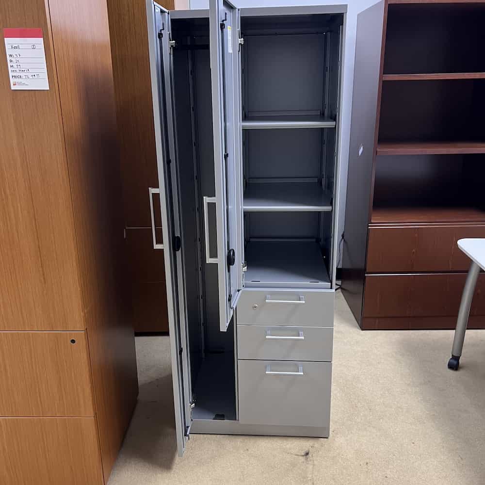 silver stainless steel steelcase wardrobe office storage cabinet