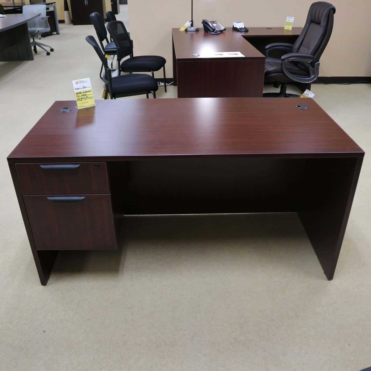 Desk With 2 Drawers File Cabinet New 