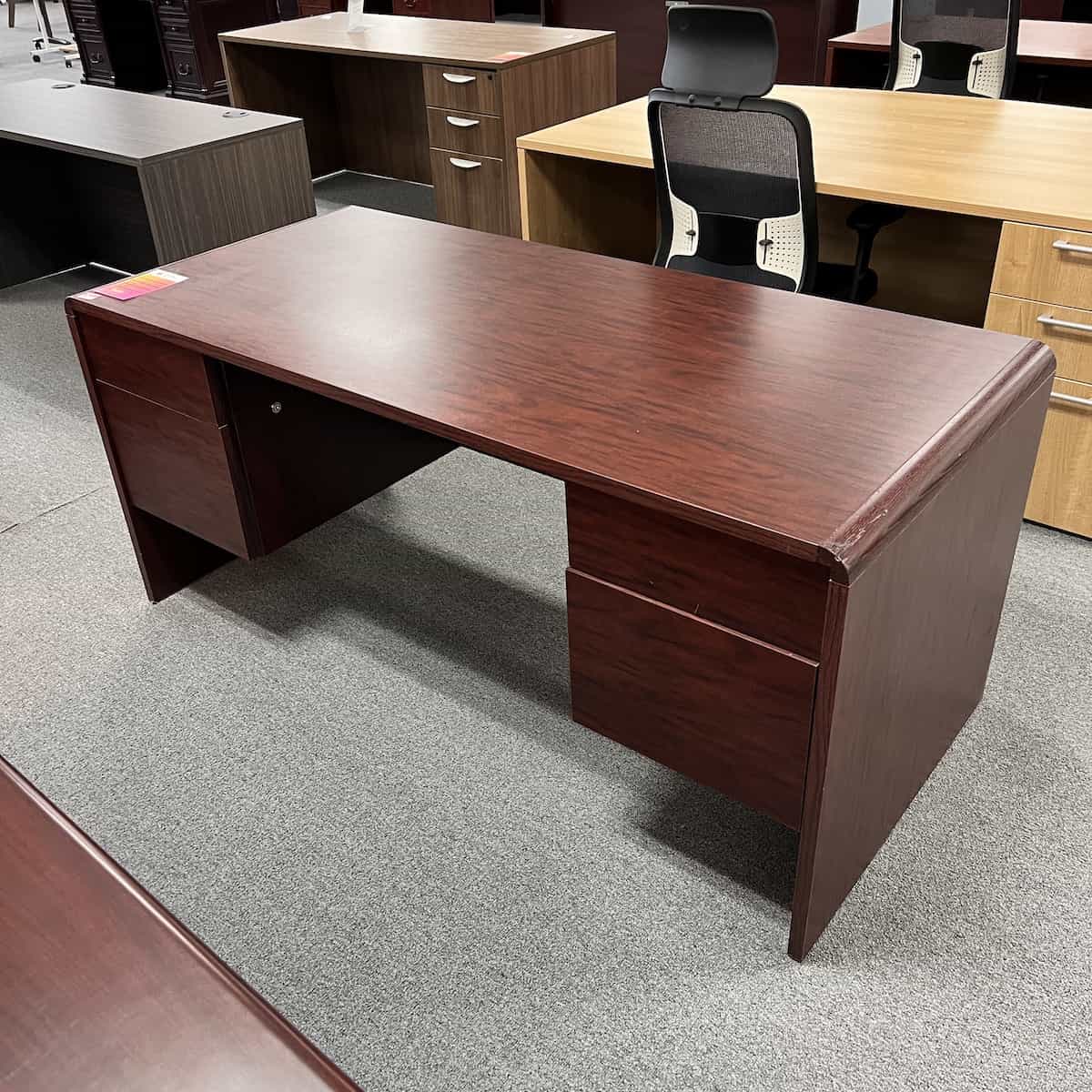 66" Wide Mahogany Desk - 2 Hanging Files