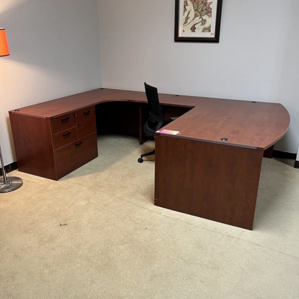 cherry-black-bow-front-u-desk-modern