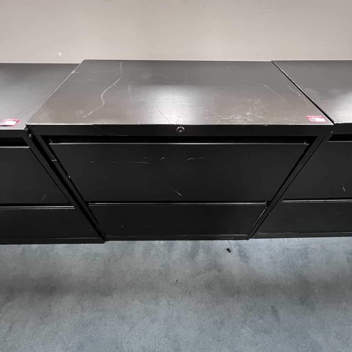 36" Wide Black Metal Lateral File - 2 Drawer