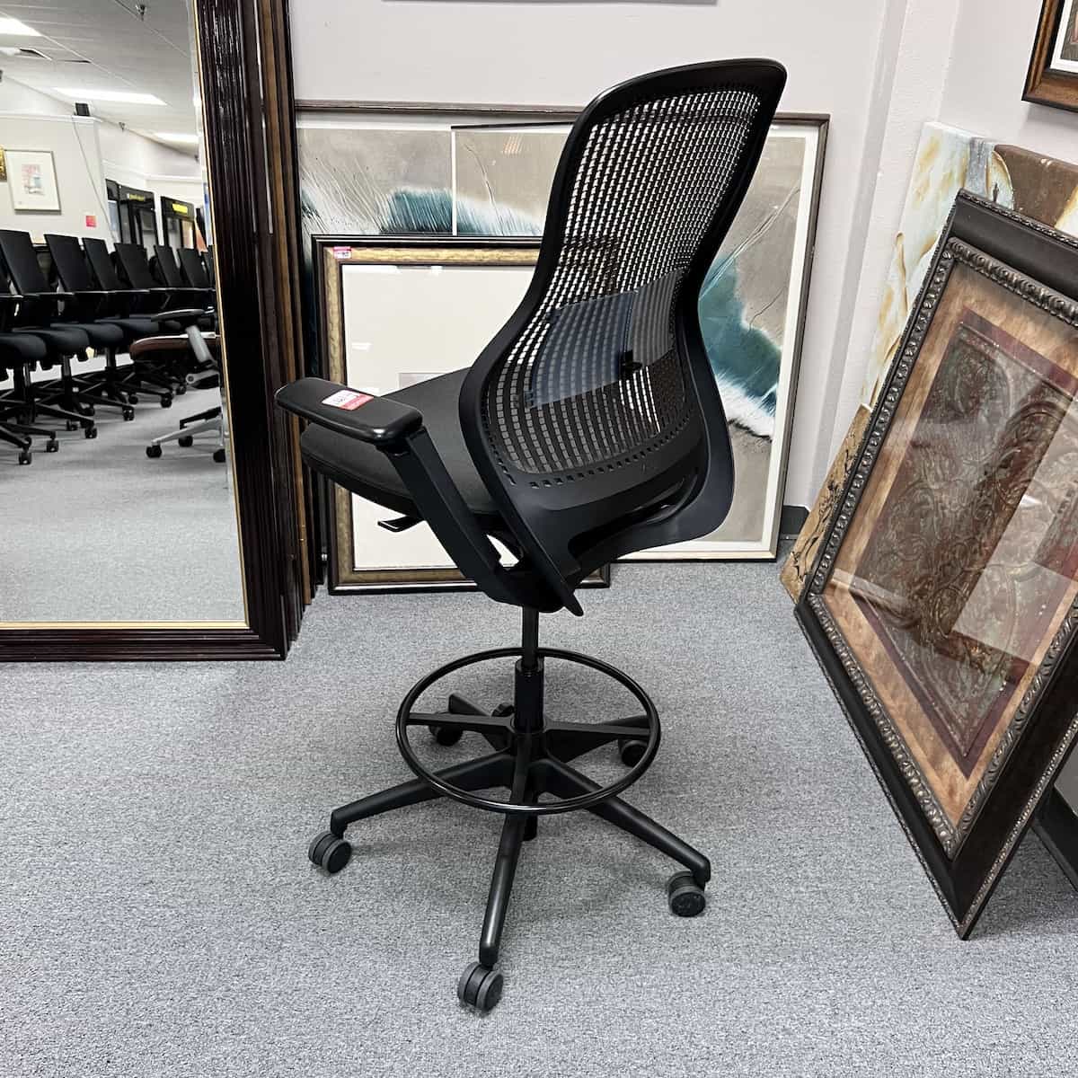 Black/Dark Grey Knoll Regeneration Mesh Back Office Stool - Image 2