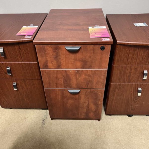 16" Wide Cherry/Black Vertical Pedestal - Box/Box/File