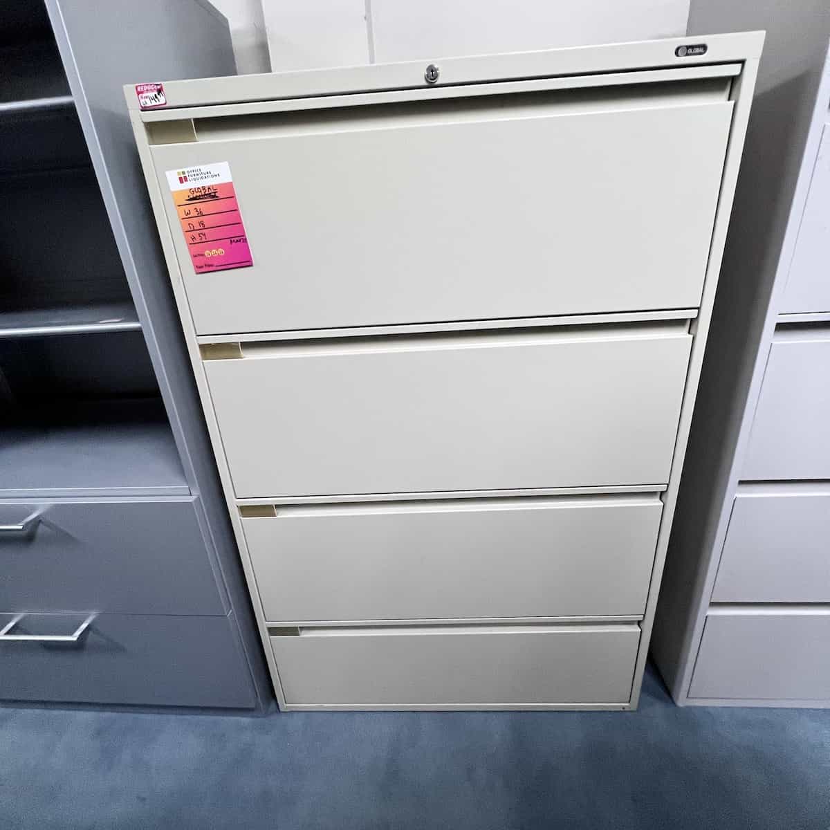 36'' Wide GLOBAL Tan Metal Lateral File