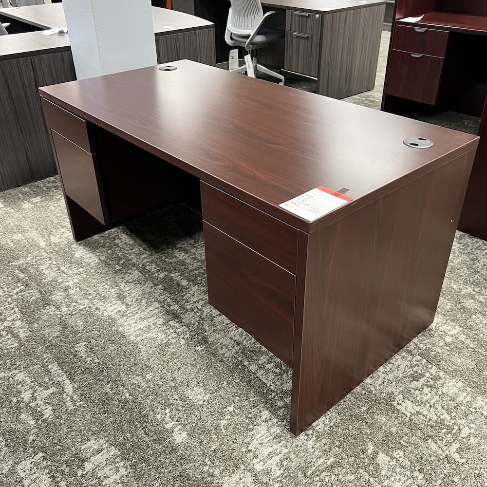 mahogany hon desk 60 x 30 with double hanging box file, open box office furniture