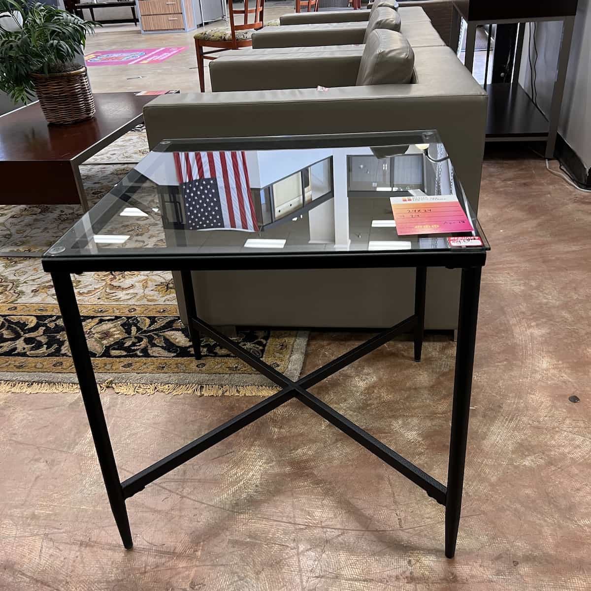 24" Wide Black/Glass Side Table