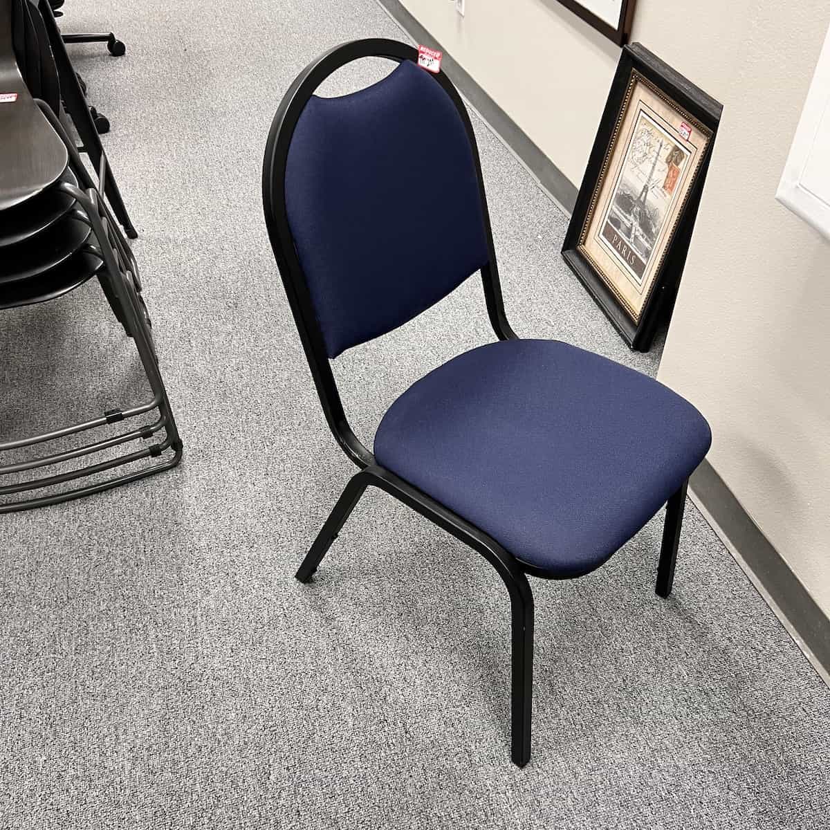 Blue/Black Rounded Back Stacking Banquet Chair