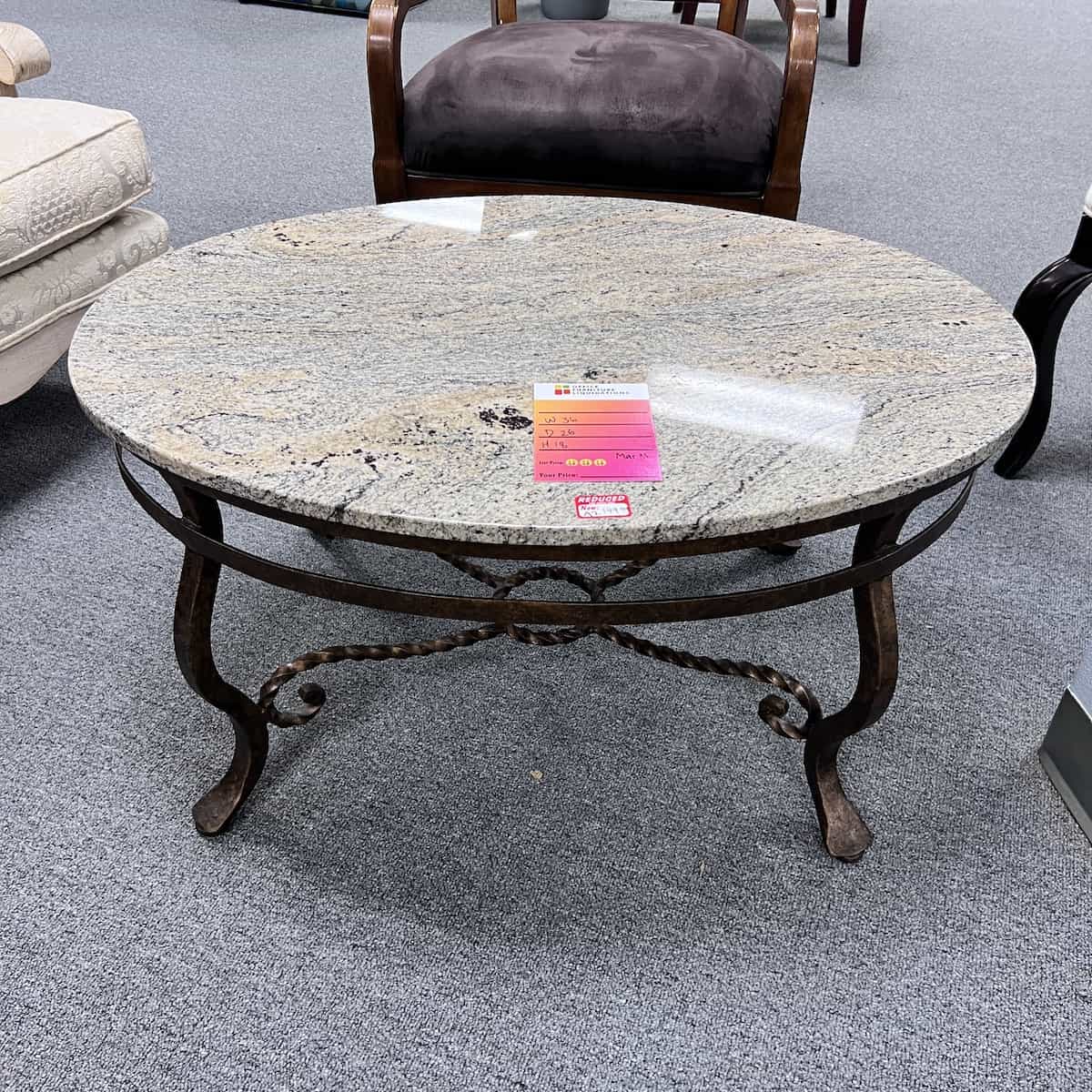 granite top oval coffee table