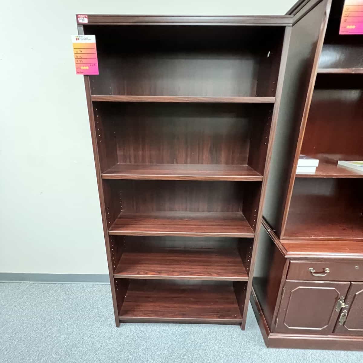 72" High Mahogany Bookcase - 4 Shelf