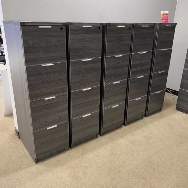 samoa grey 4 drawer file, 5 in a row