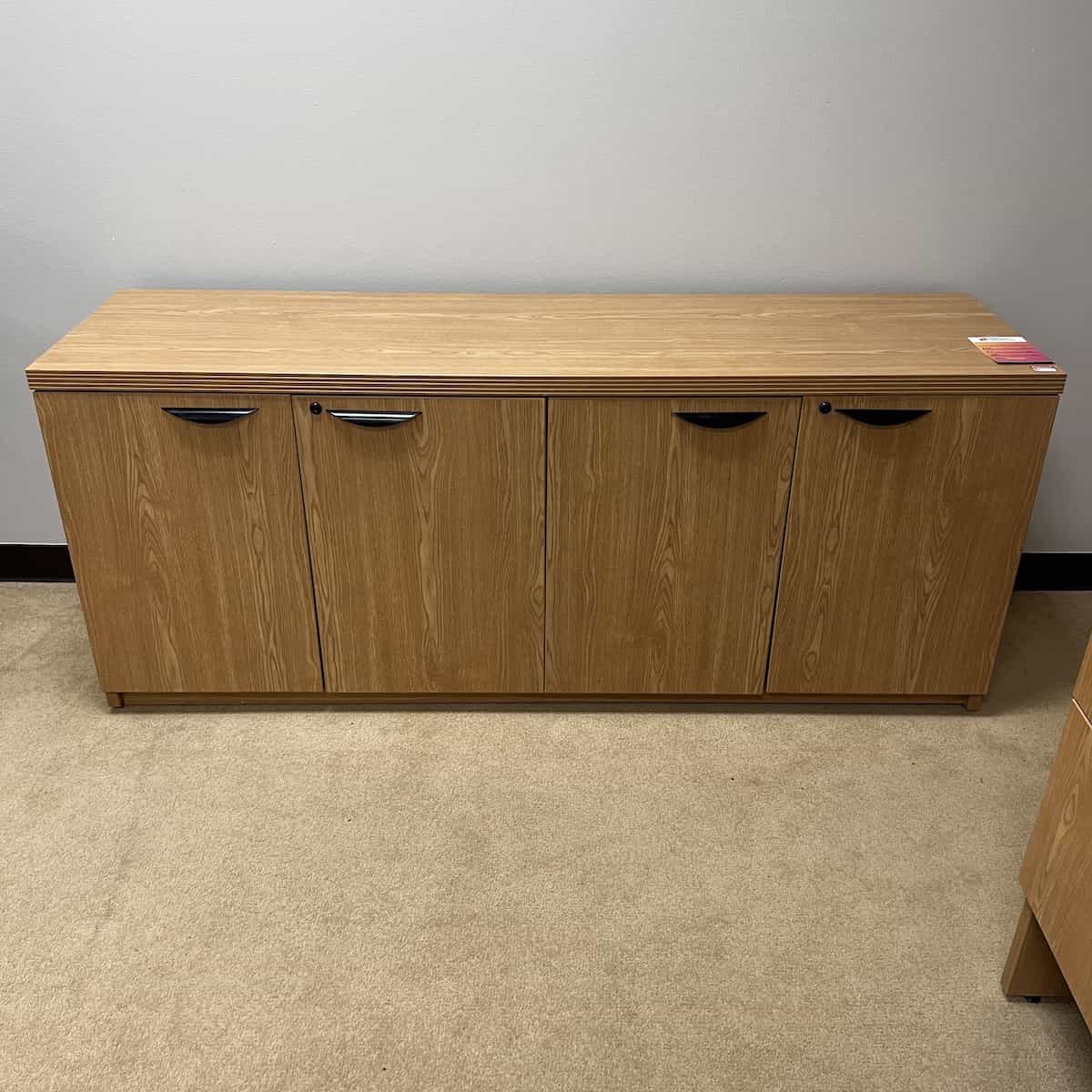 71" Wide Maple/Black Credenza Storage Cabinet