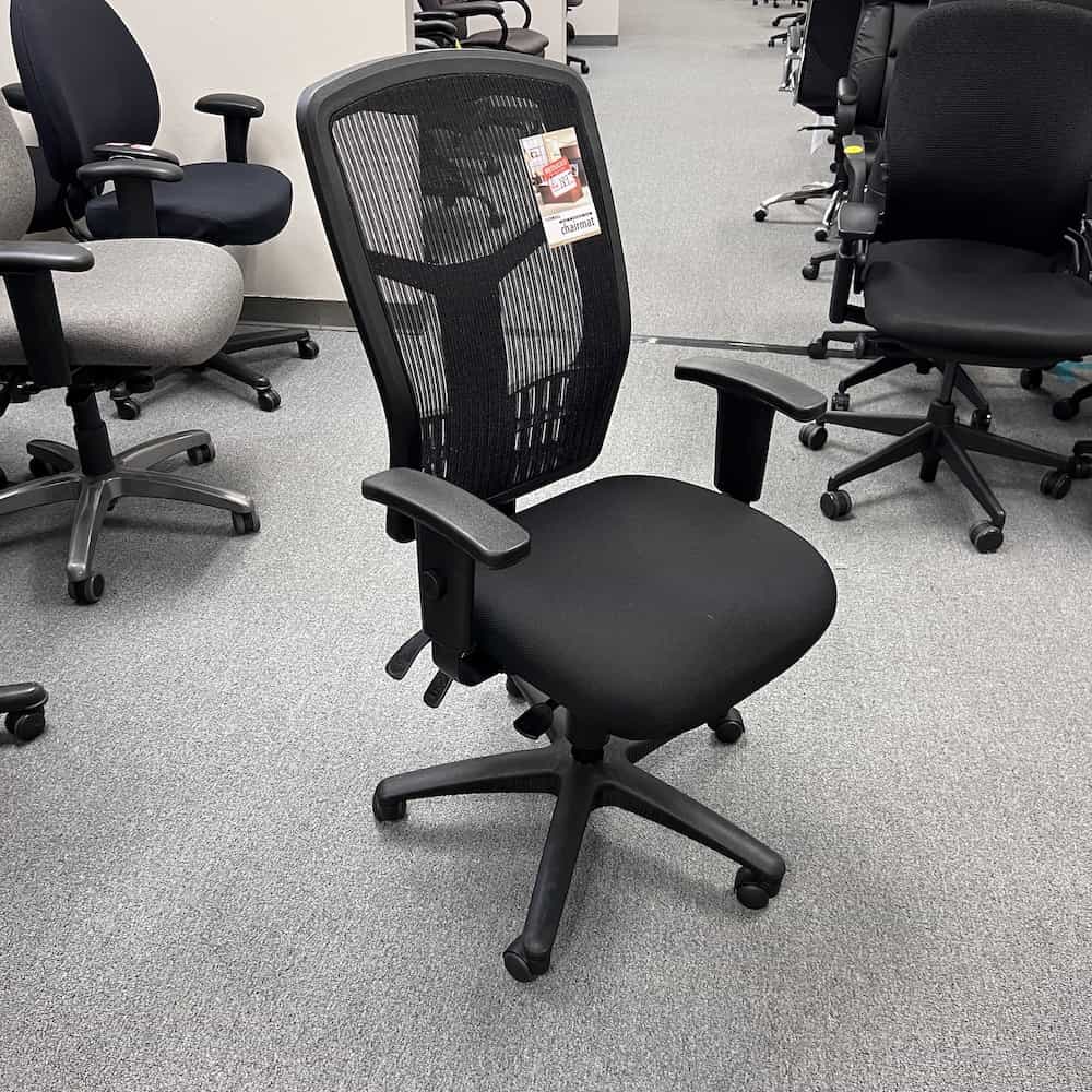 black mesh back chair office, front