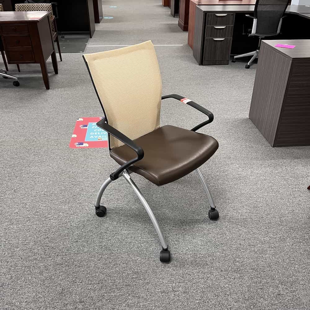 Haworth X99 Brown/Tan Nesting Conference and Training Table Chairs - Image 3