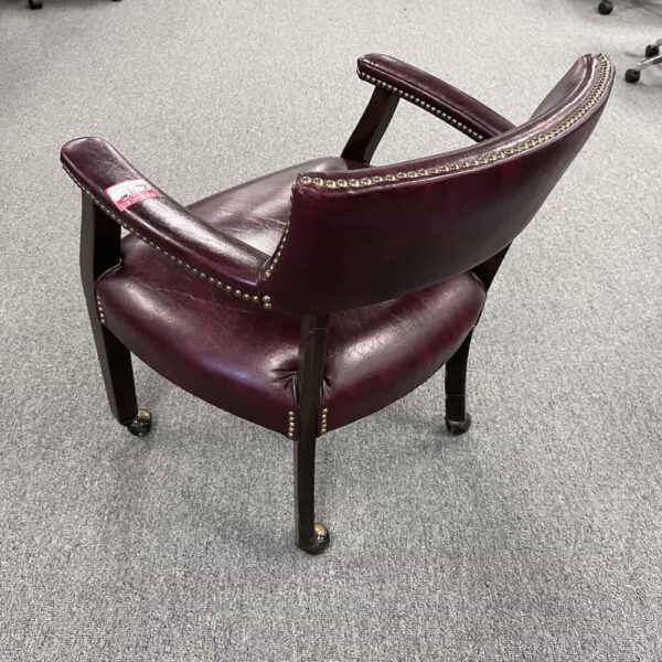 mahogany and burgundy rolling poker chair