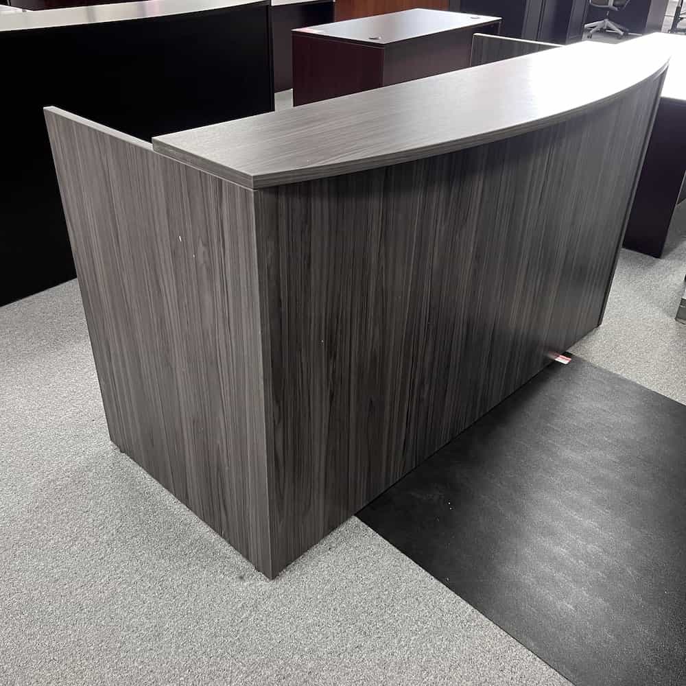 71" Coastal Grey Reception Desk Shell - Laminate Transaction Top - Image 2