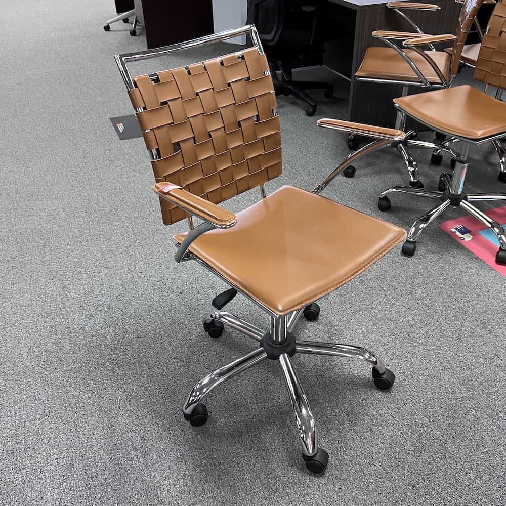 Camel Tan Woven Straps Rolling Conference Chair
