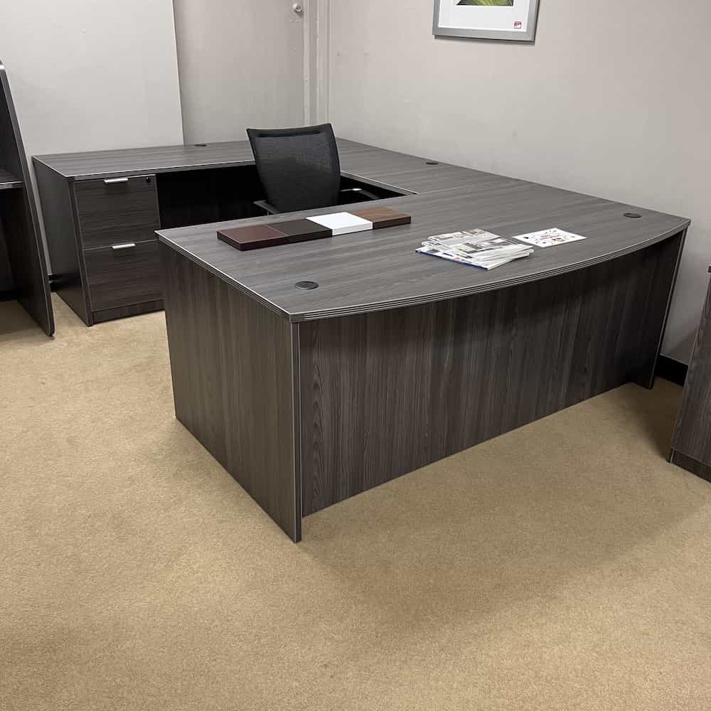 Bow Front U-Desk with 2 Pedestal Files