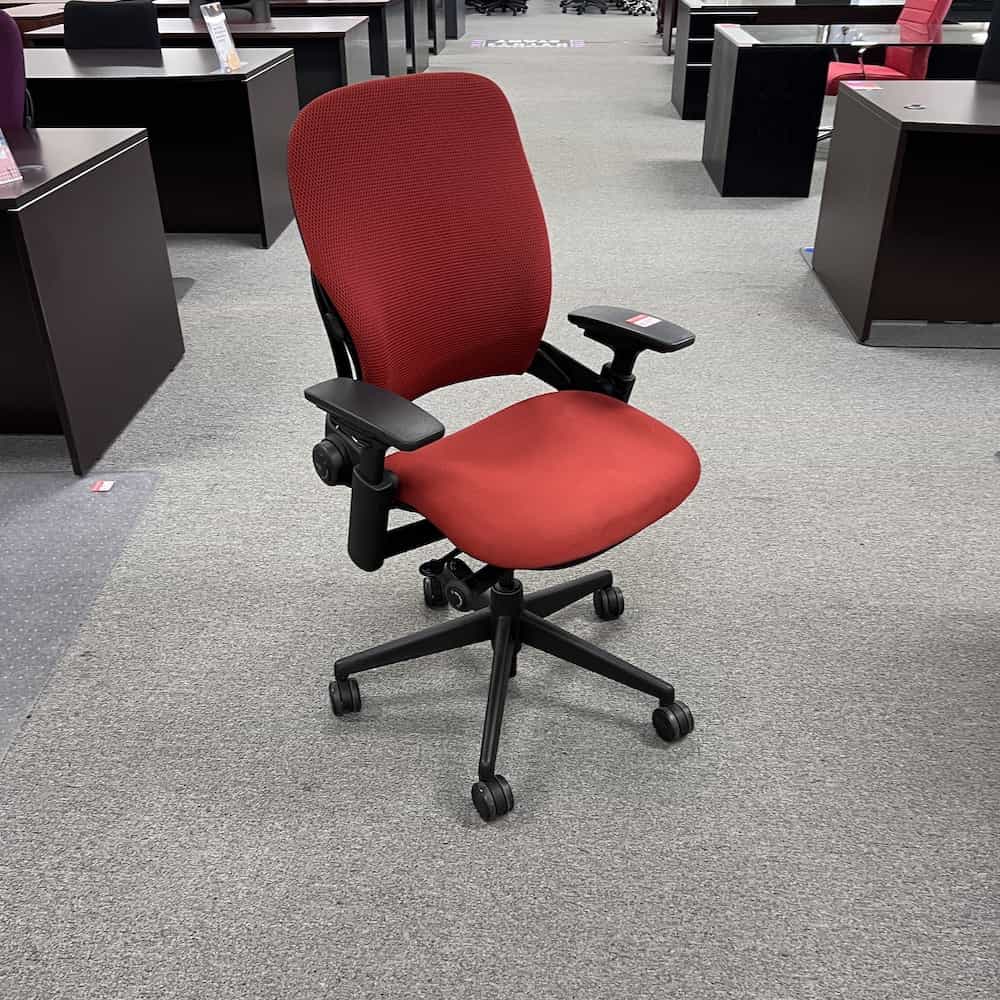 leap v2 red seat and red back task chair