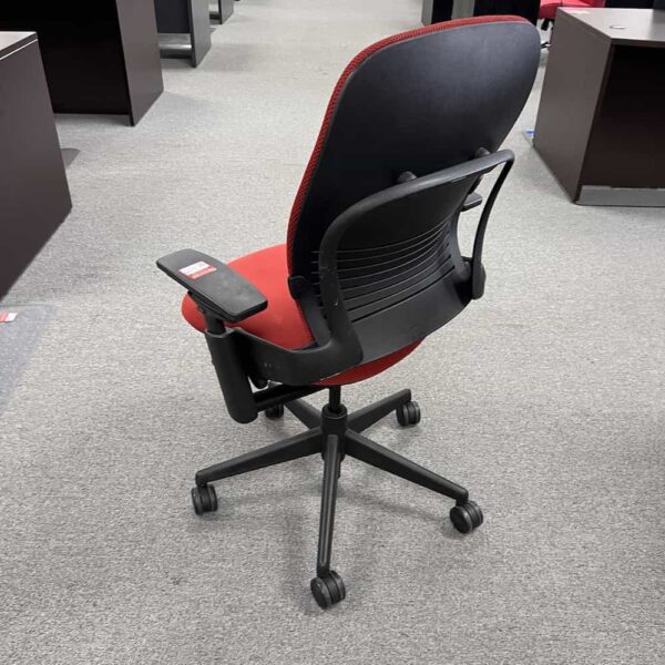 leap v2 red seat and red back task chair, back view