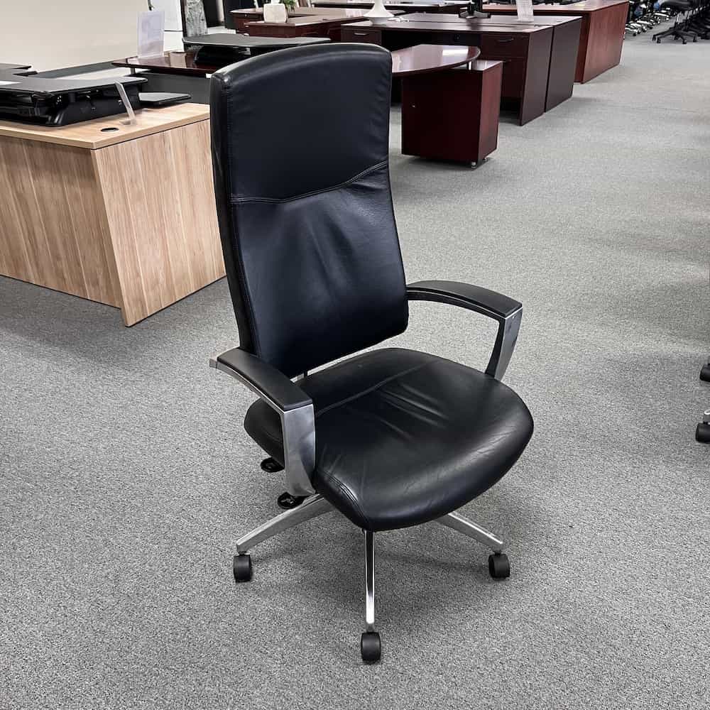 black leather high back office chair used