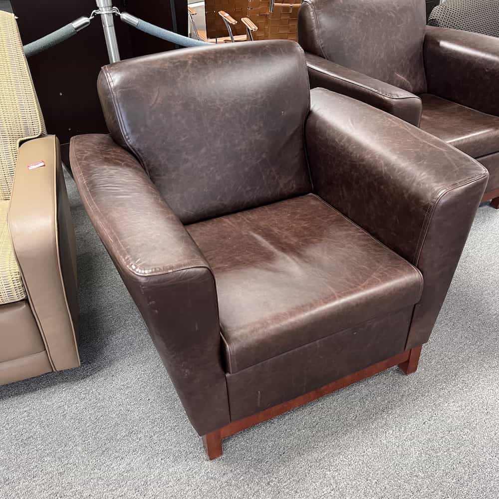 brown leather club chair