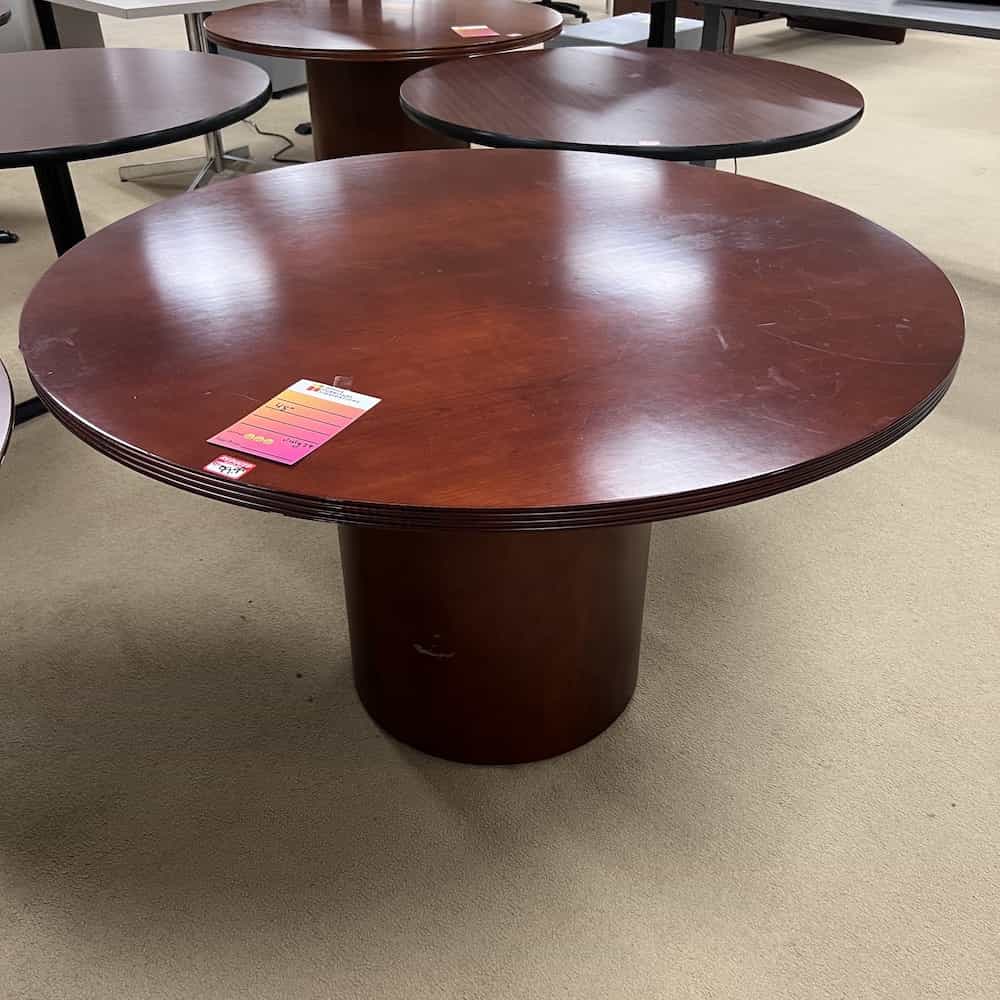 cherry round break room table veneer used
