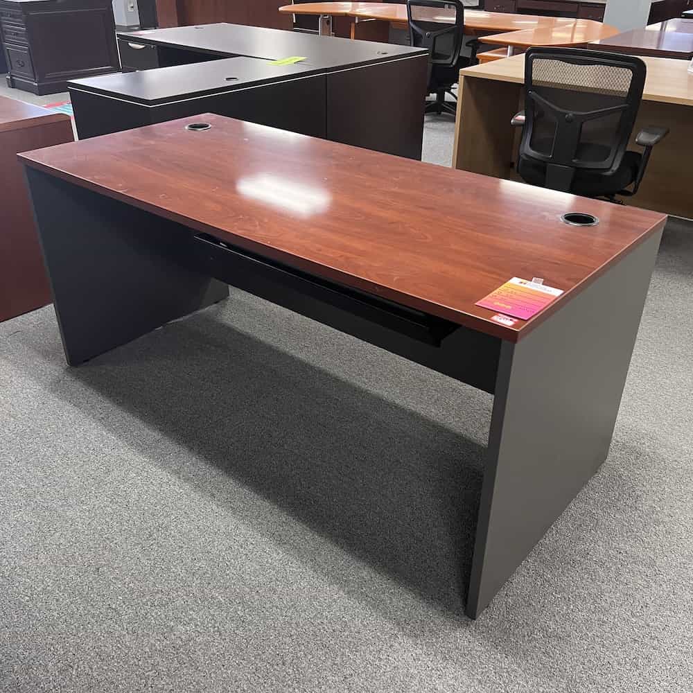66" Cherry and Gray Desk Shell
