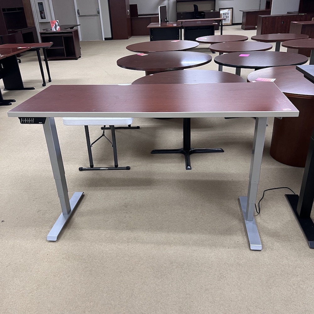 cherry height adjustable standing desk electric used
