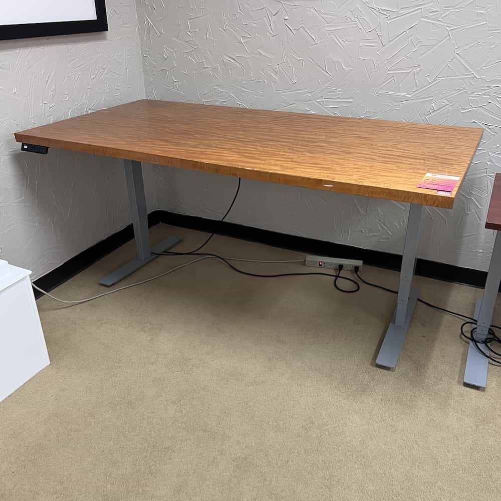 height adjustable programmable standing desk wood veneer