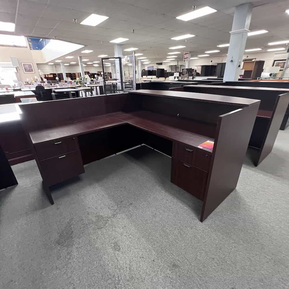 mahogany reception l-desk used