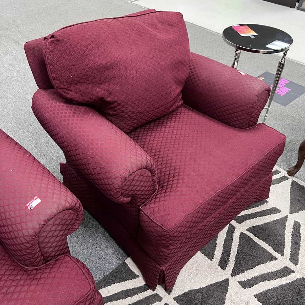 red fluffy arm chair