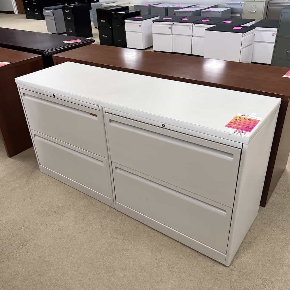 60" White Haworth 4 Drawer File Credenza