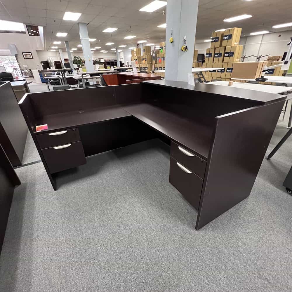 Espresso Bow Front l-Desk reception