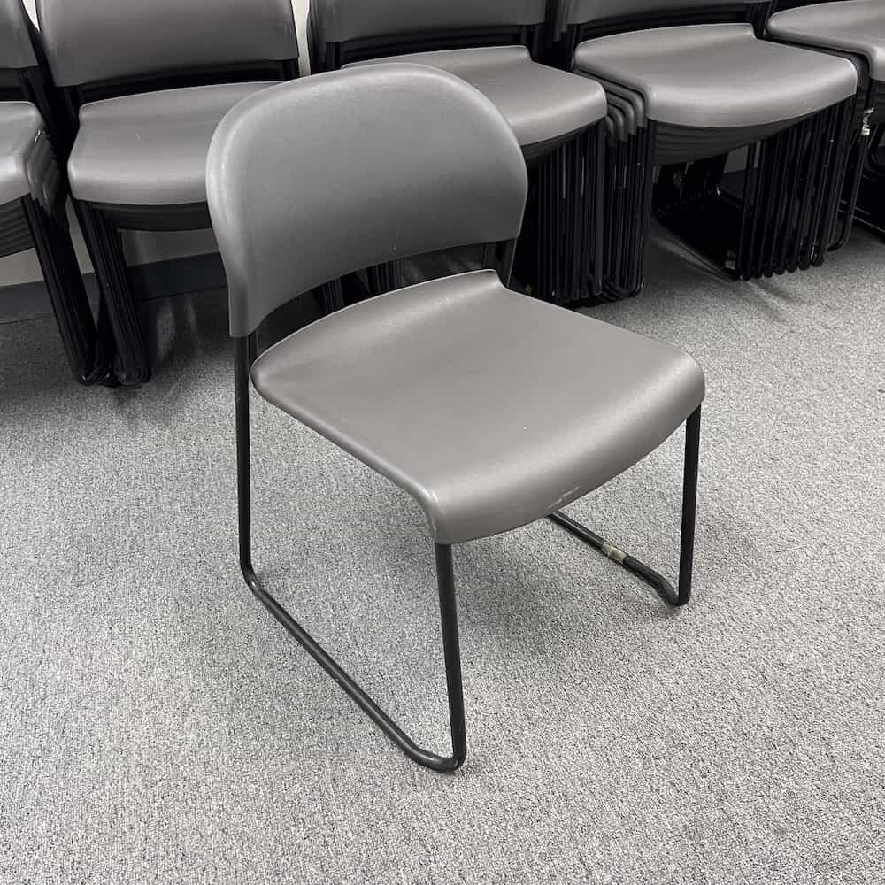 grey plastic and black metal legs stacking chair hon brand