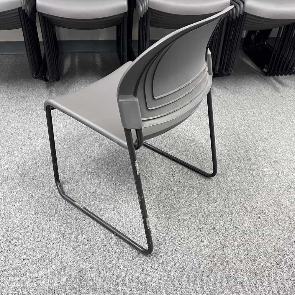 grey plastic and black metal legs stacking chair hon brand