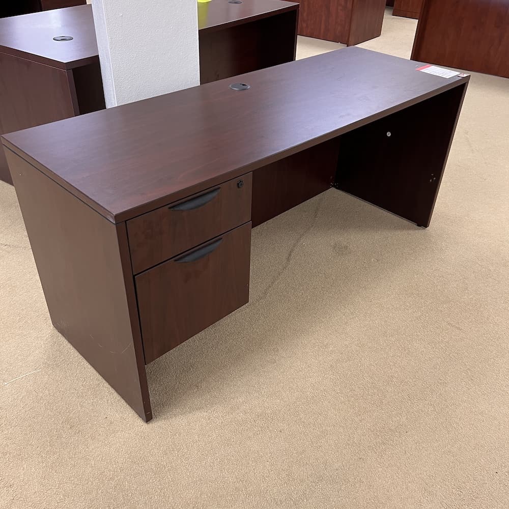 mahogany laminate credenza desk with single hanging box/file, used office furniture
