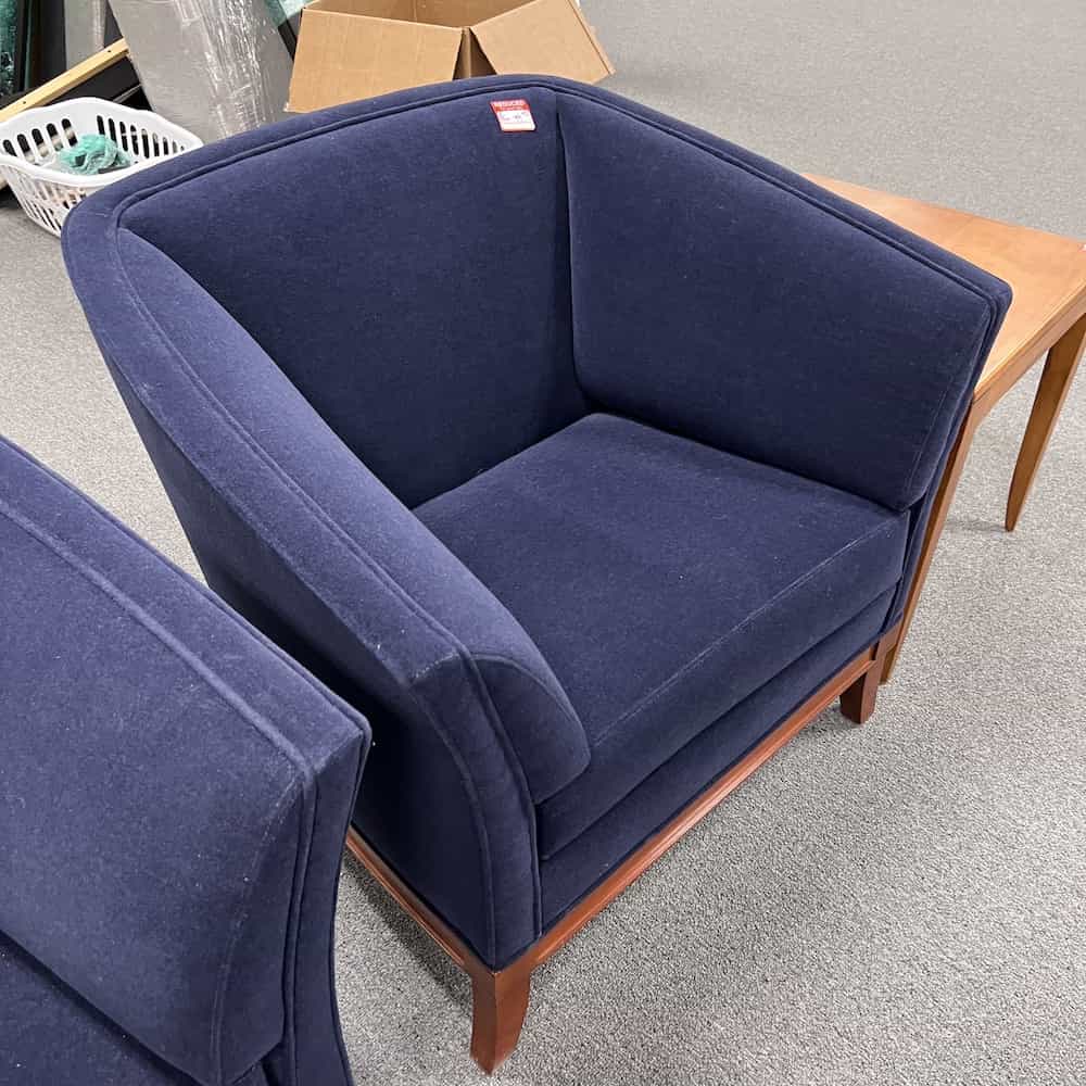navy blue velour arm chair accent club