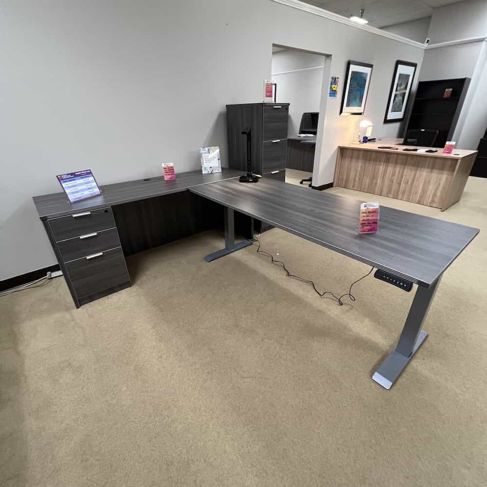 Adjustable Electric L-Desk & Credenza