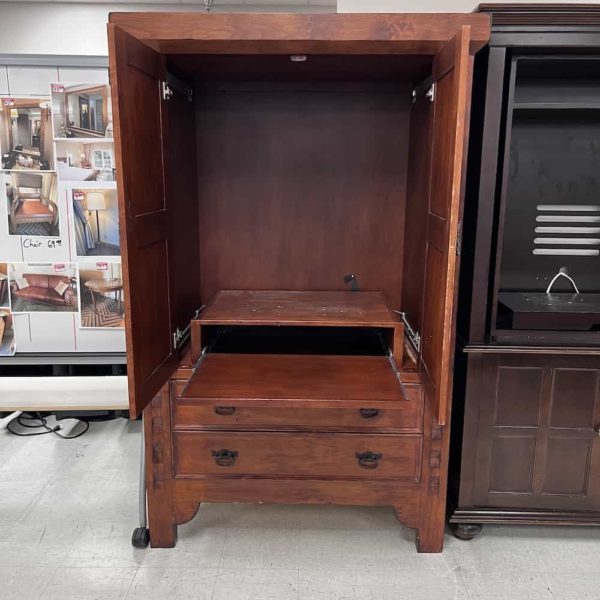 78" Cherry Storage Cabinet with 2 Drawers - Image 2