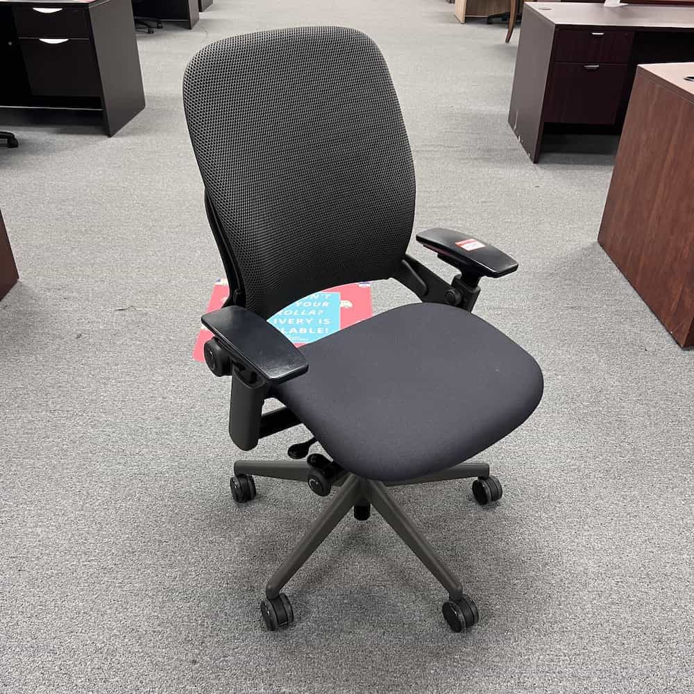 Black and Grey Mesh Back Steelcase Leap V2 Task Chair
