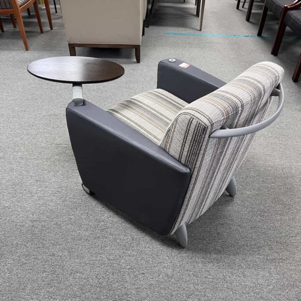 Blue and Stripes Swivel Table Arm Chair on Wheels - Image 2