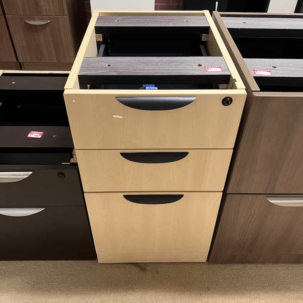 28" High Maple and Black Under-Desk Vertical File Cabinet - Box/Box/File