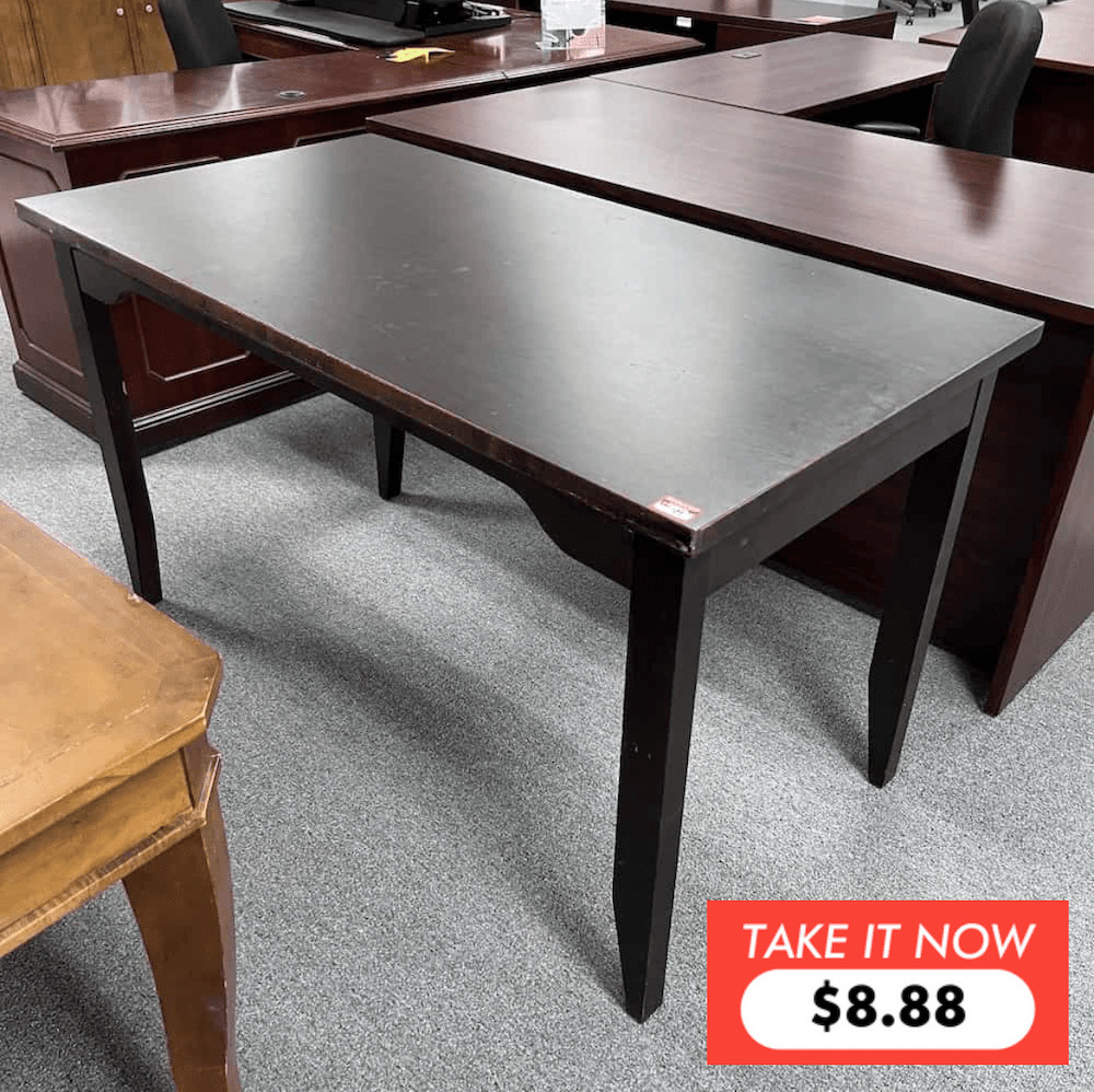 espresso Desk Table with a take it now sticker that reads $8.88